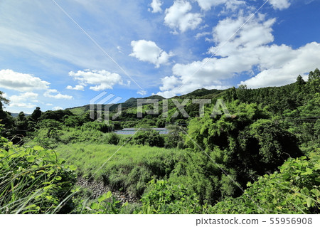 White clouds in the mountains and blue sky White clouds in the mountains and blue sky 55956908