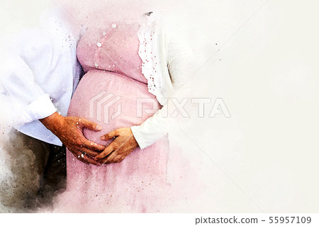 Female belly on watercolor illustration painting. 55957109