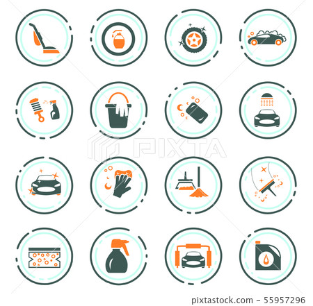 Car wash shower service icons set Car wash shower service icons set 55957296