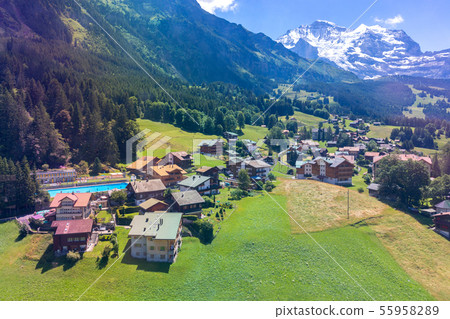 View of the Swiss Alps near the city of Lauterbrunnen. Switzerland. View of the Swiss Alps near the city of Lauterbrunnen. Switzerland. 55958289