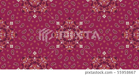 Seamless pattern based on ornament paisley Bandana Print. Vector ornament paisley Bandana Print Seamless pattern based on ornament paisley Bandana Print. Vector ornament paisley Bandana Print 55958667