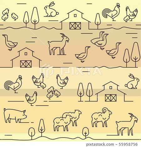 Seamless vector pattern of farm animals,... - Stock Illustration ...