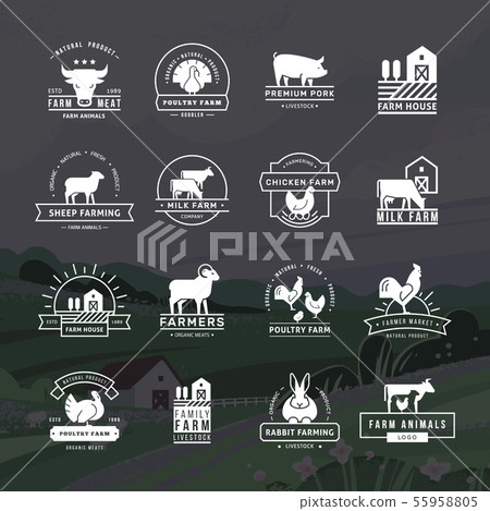 A large collection of vector logos for farmers, grocery stores and other industries. 55958805