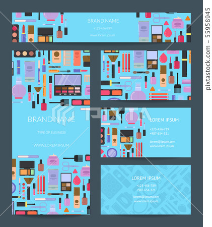 Vector beauty or makeup brand identity set with banner Vector beauty or makeup brand identity set with banner 55958945