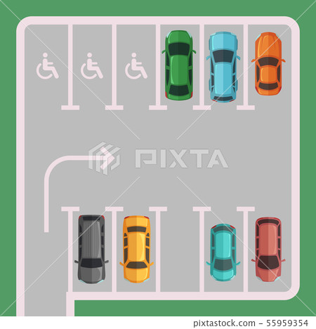 Vector parking lot with places for disabled people Vector parking lot with places for disabled people 55959354