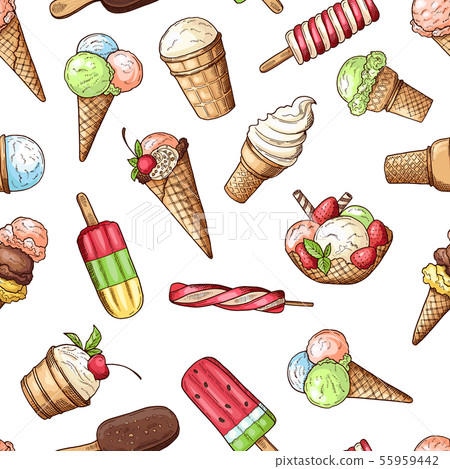 Seamless pattern with chocolate ice cream and sweets 55959442