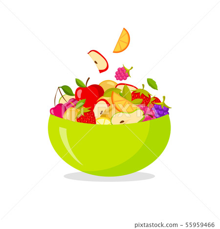 Fresh fruit salad. Isolated on white background healthy eating concept 55959466