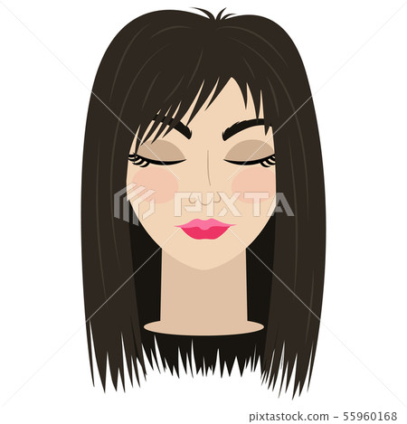 Woman with closed eyes. Asian appearance. Vector. Woman with closed eyes. Asian appearance. Vector. 55960168