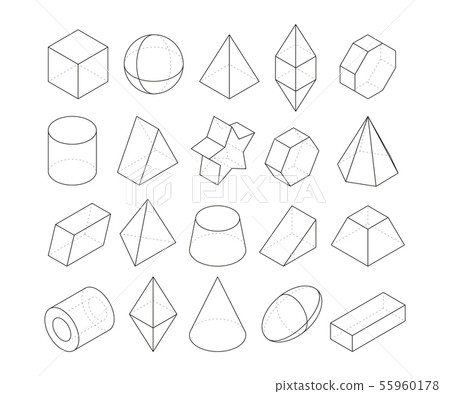 Monoline illustrations. Frames of different geometry shapes 55960178