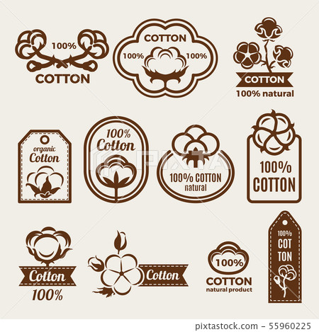 Different labels set with stylized illustrations of cottons. Design template of vector badges for Different labels set with stylized illustrations of cottons. Design template of vector badges for 55960225