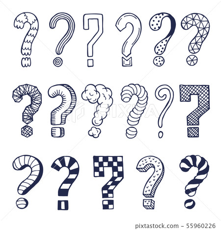 Set of drawn question marks in different styles. Vector doodles Set of drawn question marks in different styles. Vector doodles 55960226