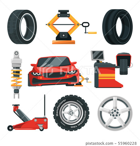 Illustrations of tires service 55960228