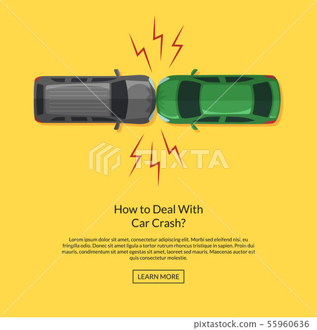 Vector two cars accident top aerial view illustration 55960636