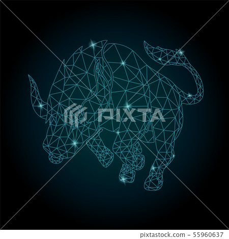 Starry low poly art with stylized shiny taurus 55960637