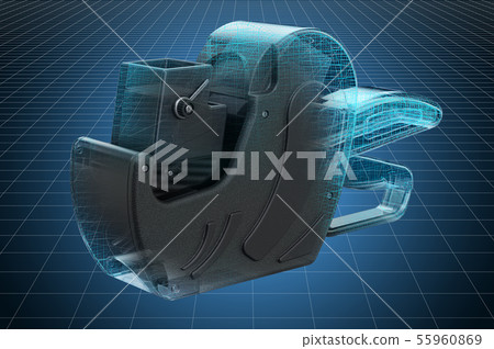 Visualization 3d cad model of price label gun Visualization 3d cad model of price label gun 55960869