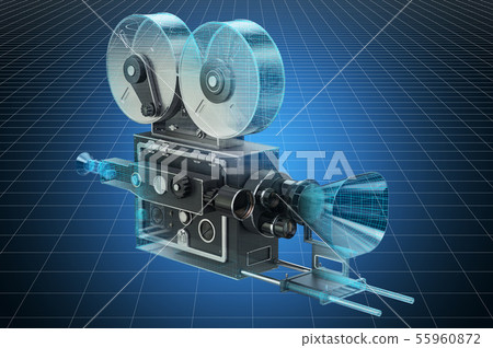 Visualization 3d cad model of old movie camera 55960872