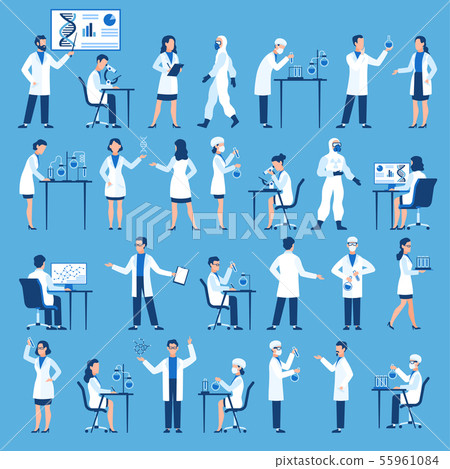 Scientists characters. Doctors group in science hospital laboratory, biological research with test Scientists characters. Doctors group in science hospital laboratory, biological research with test 55961084