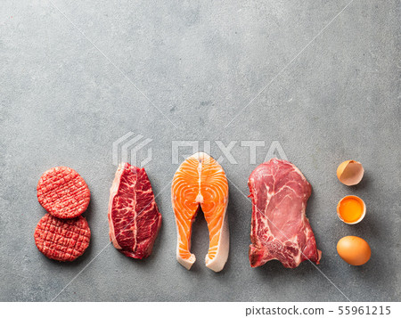 Carnivore or keto diet, zero or low carb concept, top view Carnivore or keto diet, zero or low carb concept, top view 55961215