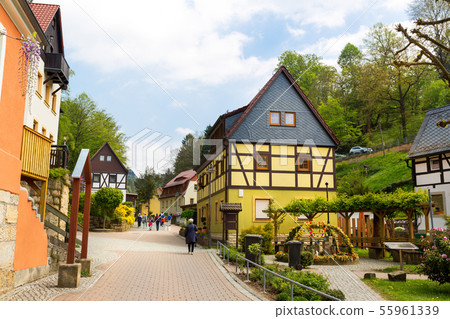 Germany, provincial town street, european style Germany, provincial town street, european style 55961339