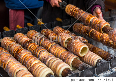 Sweet treat trdelnik, traditional Czech dessert 55961391