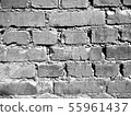 Black and white ruined brick wall photo background 55961437