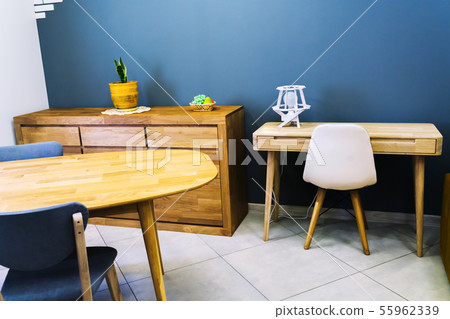 Ordinary room with wooden oak furniture. Ordinary room with wooden oak furniture. 55962339