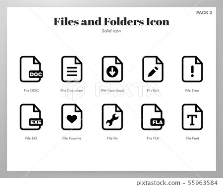 Files and folders icons Solid pack Files and folders icons Solid pack 55963584