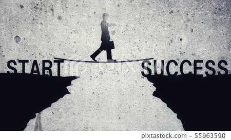 Business concept drawn on concrete wall 55963590