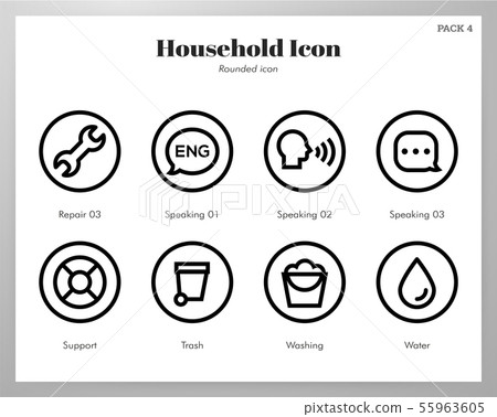 Household icons rounded pack 55963605