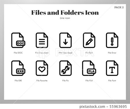 Files and folders icons Line pack Files and folders icons Line pack 55963695