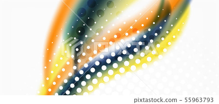Trendy abstract wave blur pattern, multicolored lines on white background for wallpaper design Trendy abstract wave blur pattern, multicolored lines on white background for wallpaper design 55963793