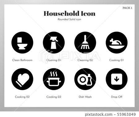 Household icons rounded solid pack Household icons rounded solid pack 55963849