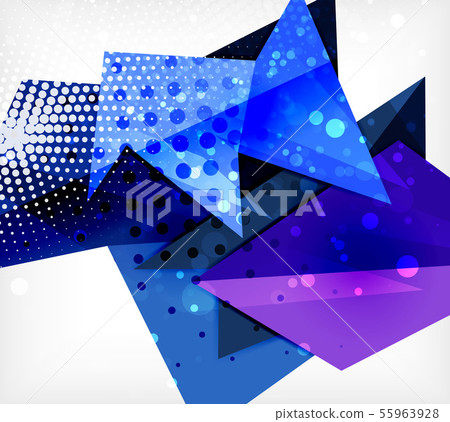 Modern origami card. Modern origami design element. Color geometric pattern. Abstract low-poly 55963928