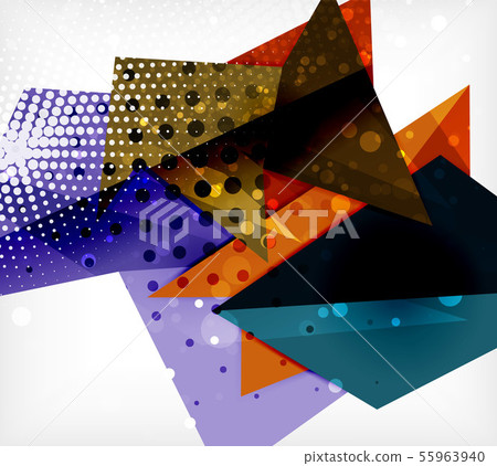 Modern origami card. Modern origami design element. Color geometric pattern. Abstract low-poly Modern origami card. Modern origami design element. Color geometric pattern. Abstract low-poly 55963940