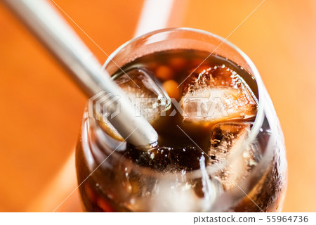 pearl milk tea on glass with stainless steel straw pearl milk tea on glass with stainless steel straw 55964736