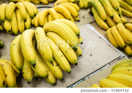 banana fruit stacked on the marketplace 55964782