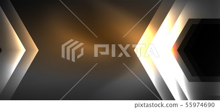 Neon color hexagon shapes, lines on black background. Modern template for web backdrop design Neon color hexagon shapes, lines on black background. Modern template for web backdrop design 55974690