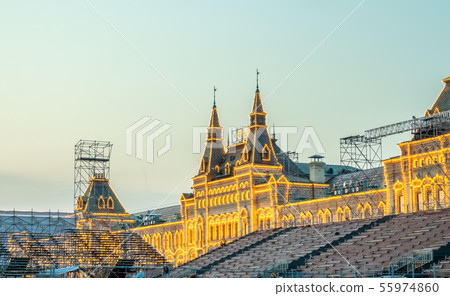Gum obscured by stage in Red Square, Moscow, Gum obscured by stage in Red Square, Moscow, 55974860
