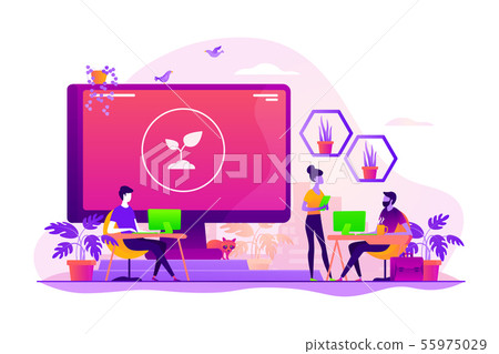 Biophilic design in workspace concept vector illustration 55975029