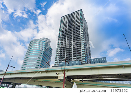 Scenery of buildings and apartments around Yokohama Station 55975362