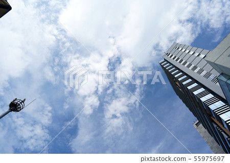 Clear sky and buildings Clear sky and buildings 55975697