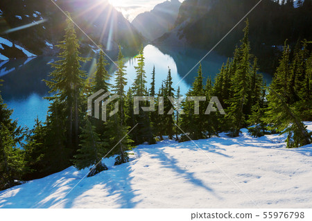 Mountains lake 55976798