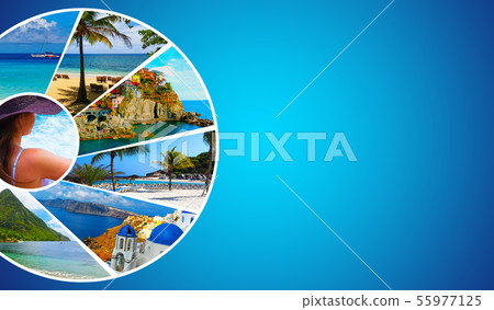 Collage from views of the Caribbean beaches Collage from views of the Caribbean beaches 55977125