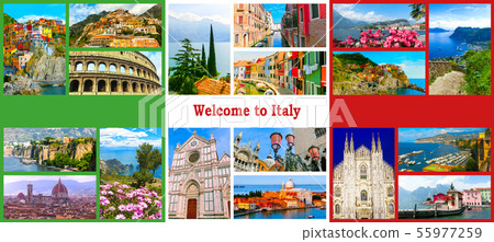 Collage of major Italian travel destinations 55977259