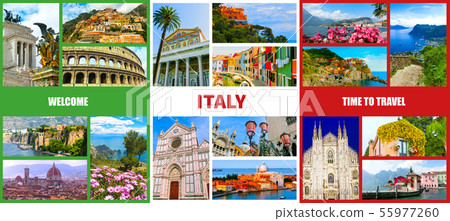 Collage of major Italian travel destinations Collage of major Italian travel destinations 55977260