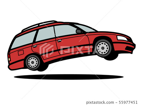 Nostalgic domestic wagon dark red jump car illustration 55977451