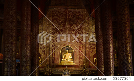 golden buddha image in temple , Chiang mai , golden buddha image in temple , Chiang mai , 55977504