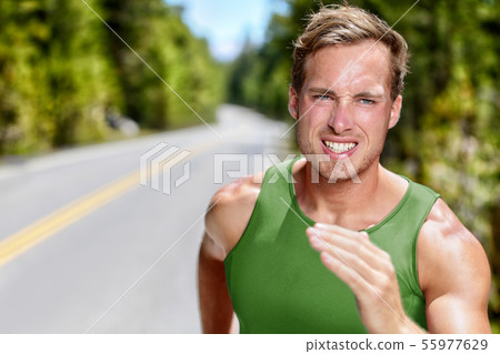 Athlete runner on intense cardio running workout 55977629