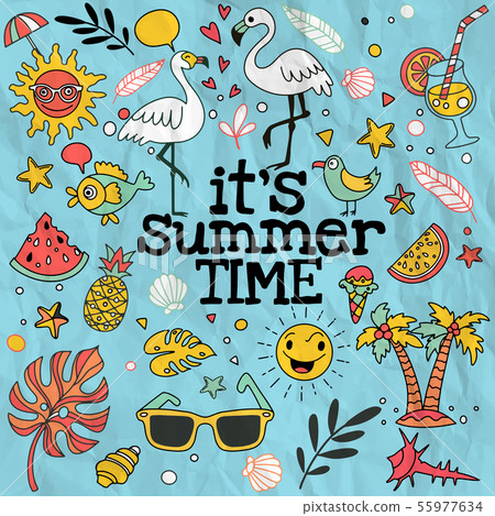 Set of cute summer icons 55977634