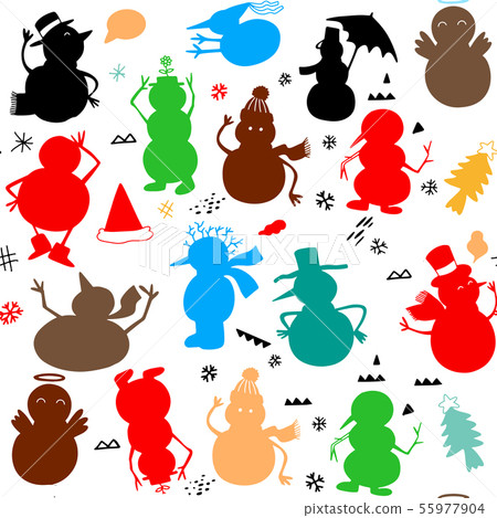 Cute seamless pattern with Snow man on background Cute seamless pattern with Snow man on background 55977904